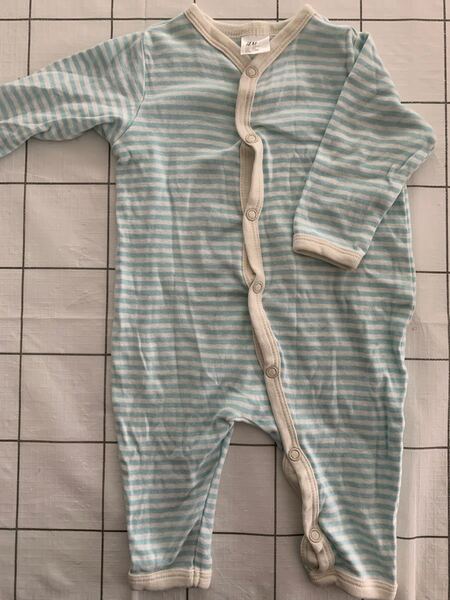 H&M カバーオール ロンパース ボーダー ベビー服 長袖 薄手