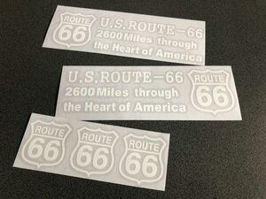 送料無料♪ US ROUTE66 2600Miles ステッカー 白色 お得5枚セット ルート 世田谷ベース ハーレー アメ車 （文字変更可能です）