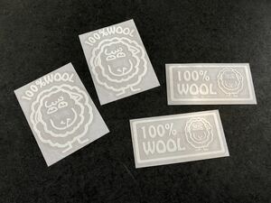 送料無料♪ 100%WOOL ステッカー お得 中サイズ4枚セット 白色 US ミリタリー ハーレー カブ 所さん 世田谷ベース 世田谷