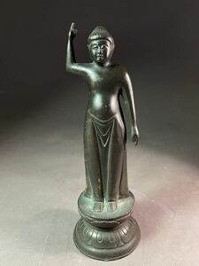 仏銅 仏教美術 仏像 古銅 高さ19.8cm 重1081g 逸品 