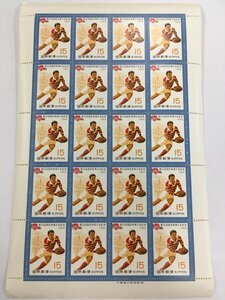 日本郵便 切手 15円 シート 第24回 国民体育大会記念 ラグビーと椿 1969 未使用