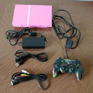 SONY 薄型PS2本体 SCPH-77000 ピンク PlayStation2 pink HORIコントローラー迷彩柄