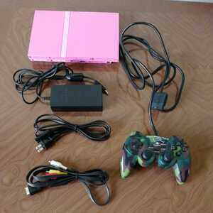 SONY 薄型PS2本体 SCPH-77000 ピンク PlayStation2 pink HORIコントローラー迷彩柄