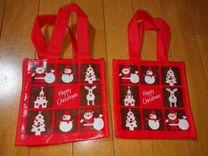 バラ売り可 クリスマスミニバッグ サンタクロースクリスマスツリートナカイ雪だるまバックお菓子入れ雑貨かばん鞄袋レッド赤パーティー景品
