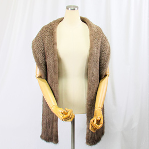  fur / fur / mink knitting niting shawl muffler real fur 2187