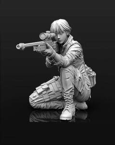 【新品】 1/35 シャープシューターケリー 物影から獲物を付狙う女射撃手 未塗装 レジン製 組み立て キット フィギュア ガレージキット H085