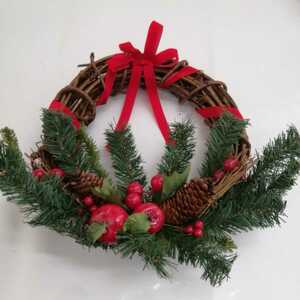  price cut Christmas wreath red ribbon 40x40x12cm long-term keeping goods unused goods 