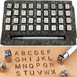 レザークラフト工具アルファベット数字刻印棒36種スタンプツール約6.5mmサイズ