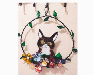 猫リース(ハチワレ茶系) ハンドメイドリース