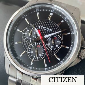 新品★大特価★CITIZEN/シチズン/クオーツ/クロノグラフ/ブラック/生活防水/メンズ腕時計/ステンレス/高級ブランド/黒/シルバー