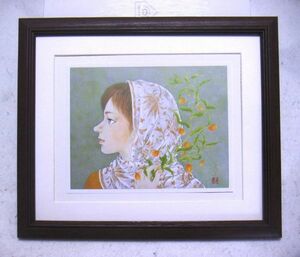 Art hand Auction Chieko Minagawa Sandasonia Flowers offset reproduction with wooden frame - instant purchase, Painting, Japanese painting, person, Bodhisattva