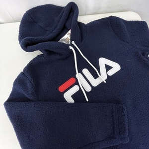 FILA フィラ フード付きパーカー レディース S ボア もこもこ ネイビー