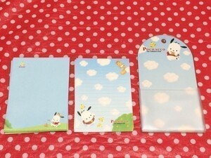 ネコポス■ ポチャッコ レターセット ケース 便箋 封筒 サンリオ ひよこ りす ねずみ 当時品 レトロ