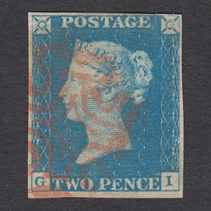 A002【イギリス】1840年 SG#4/6(DS5) ペンスブルー 使用済み切手