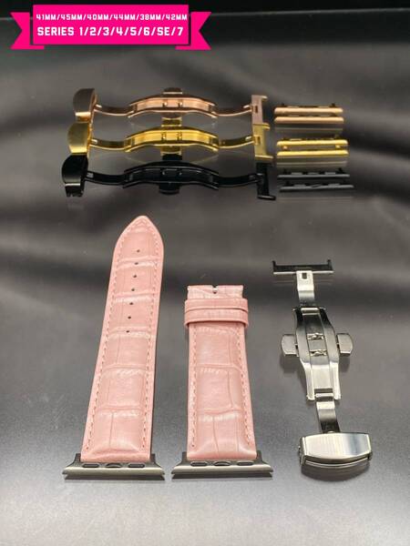 ピンク 動画 本革 クロコダイル ベルト バンド アップルウォッチ 46mm 49mm 45mm 49mm 41mm40mm 44mm 38mm 42mm ウルトラ シリーズ10