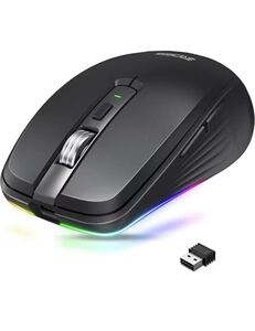 ワイヤレスマウス Srosstec 無線 マウス BT 5.0 7ボタン戻る/進むボタン搭載 瞬時接続 14色RGBライト付 2.4GHz