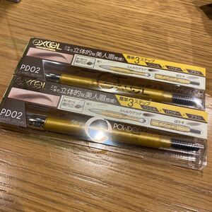 新品 エクセル パウダー&ペンシル アイブロウEX PD02 キャメルブラウン 眉墨 ブラウン 2個セット 2本セット