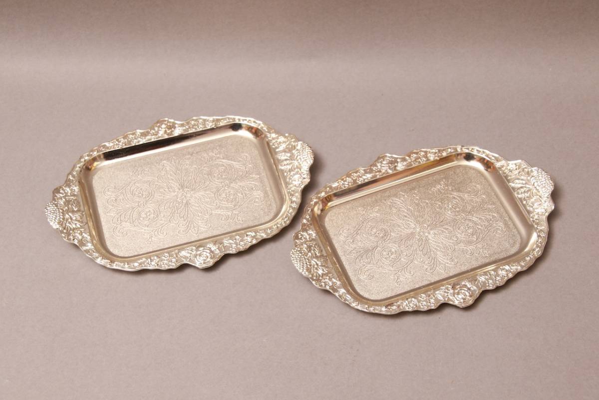 昭和レトロ/銀メッキ/シルバー/お皿/ヴィンテージ/プレート皿/蚤の市/レトロ/