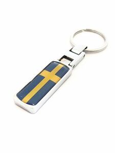 L スウェーデン 国旗 キーリング キーホルダー エンブレム ボルボ VOLVO クロスカントリー エステート ワゴン サーブ SAAB 9-3 9-5 900