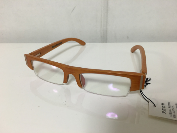 新品竹製バンブーナイロール伊達サングラスメガネ眼鏡めがね茶