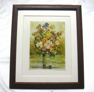 Art hand Auction ◆Yamazaki Suisho Flowers in a Vase offset reproduction, wooden frame included, immediate purchase◆, Painting, Oil painting, Still life