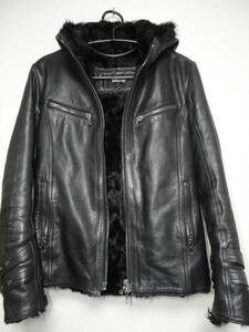 SHELLAC shellac * total lining chi can Ram fur rider's jacket * cow leather mouton leather 