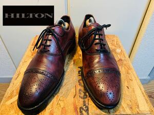 417) HILTON ヒルトン ストレート 39サイズ 24.0cm相当 赤茶 ビジネスシューズ 革靴