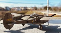 ハセガワ 1/72 アメリカ陸軍戦闘機 P-38 オリーブドラブ塗装機 完成品 筆塗ウェザリング済　雰囲気良好の作品です。_画像7