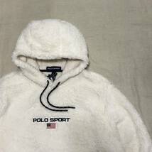 新品! POLO Ralph Lauren ラルフローレン POLO SPORT FLEECE HOODIE CHIC CREAM L ポロスポーツ フリースフーディ ポロスポ 日本未入荷!_画像2