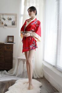 和服 和風浴衣 セクシーランジェリー コスプレ 赤