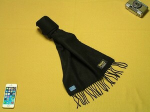 マフラー♪なんにでも合わせやすいBlack黒無地♪英国製 Made in Scotland WOOLウールCASHMEREカシミアMen'sビジネス 3318■郵便送料：300円