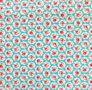 キャスキッドソンcathkidstonブルー青水色プロヴァンスローズ布生地花柄コットンダック帆布生地はぎれ ハンドメイド