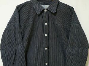 10s 20s 30s Indigo dyeing .. good put on .. BORO BORO Vintage indigo stripe work shirt / search old cloth antique Denim ...B