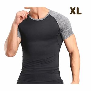 メンズ 半袖コンプレッショントップス XL トレーニング スポーツ シャツ トレーニングウェア Tシャツメンズ メンズTシャツ