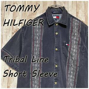 ★TOMMY HILFIGER トライバル柄 コットン半袖シャツ