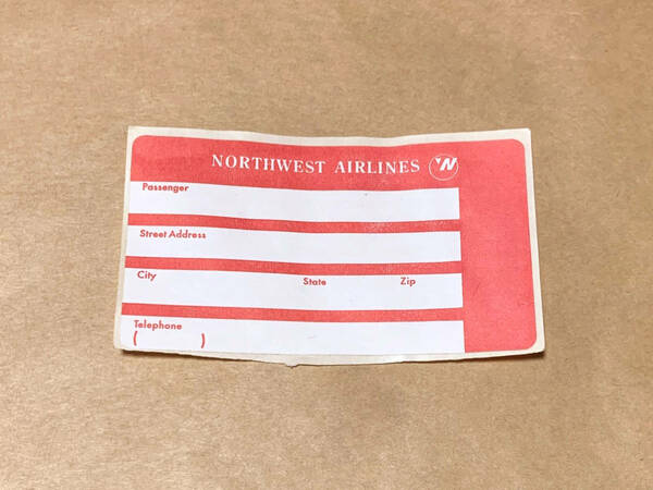 NORTHWEST AIRLINES ノースウエスト航空 旧ロゴネームラベル 未使用 送料無料 バゲッジラベル ネームシール ステッカー スーツケース レア