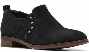 送料無料 Clarks 23.5cm サイドゴア スエード ブーツ ブラック 黒 レザー ヒール ドレス スニーカー パンプス チェルシー AAA22