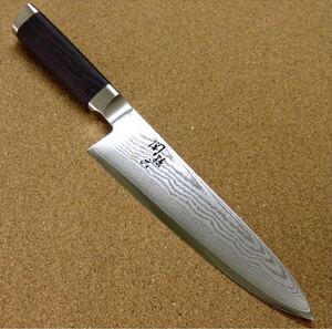 関の刃物 牛刀 18cm (180mm) 貝印 関孫六 鍛錬 33層 ダマスカス V金10号 家庭用 両刃万能包丁 日本製
