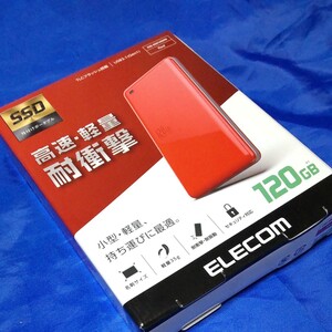未使用 ESD-ED0120GRD USB3.1(Gen1)対応外付けポータブルSSD 120GB レッド エレコム