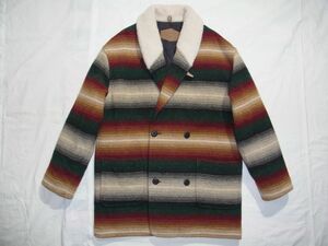 ☆美品☆ 80s90s USA製 ビンテージ Woolrich ウールリッチ ボア ショールカラー ダブルブレスト ネイティブ柄 ラグ ジャケット sizeM☆古着