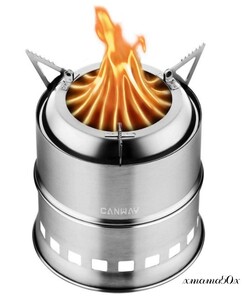 小枝だけで燃焼し、煙無し! ウッドストーブ 五徳コンロ コンパクト ソロキャンプ 焚火台 薪 軽量 災害 避難 防災!