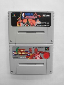 SFC21-176 任天堂 スーパーファミコン SFC NBAオールスターチャレンジ スーパーダンクショット セット レトロ ゲーム ソフト 使用感あり