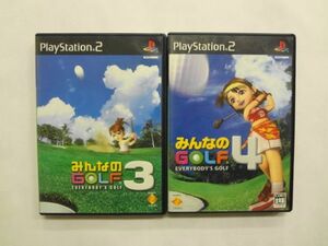 PS2 21-129 ソニー sony プレイステーション2 PS2 プレステ2 みんなのゴルフ 3 4 2本セット みんゴル シリーズ ゲーム ソフト 使用感あり