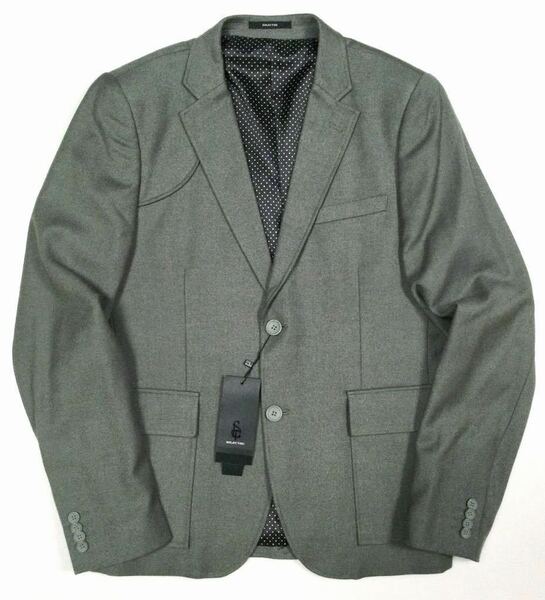 新品【SELECTED HOMME】“Payton Blazer” Slim-Fit ノッチドラペル 2ボタン ジャケット Olive-Gray SIZE:52/L相当