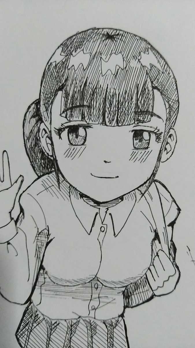 Hand drawn illustration girl looking up, comics, anime goods, hand drawn illustration