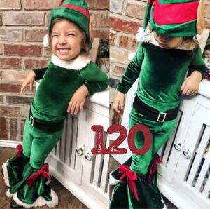 キッズ クリスマス コスチューム エルフ サンタ コスプレ セットアップ スーツ お洒落 グリーン 緑 おしゃれ 人気 海外