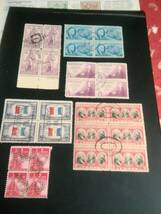 アメリカ、1930年代～1945頃の記念特殊切手、各使用済み田型やブロック31組、ダブリ数点_画像3