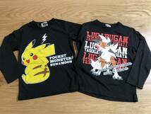 【即決 新品】ポケットモンスター サン＆ムーン★ピカチュウ ルガルガン長袖Tシャツ 2枚セット【110】黒 ポケモン タカラトミー ロンT_画像1