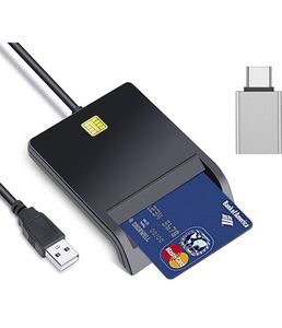 接触型 IC カードリーダーライター 多機能 USB接続(国税電子申告・納税システムe-Tax、地方税電子手続き等) USB Type-C 変換アダプタ付き