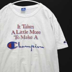 90s usa vintage Champion チャンピオン プリント Tシャツ USA製 100%cotton 白ボディ ペンキ size.L